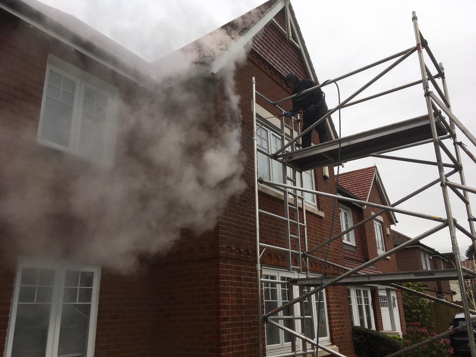 An external view of a house having its bricks cleaned by Vinci Response Services