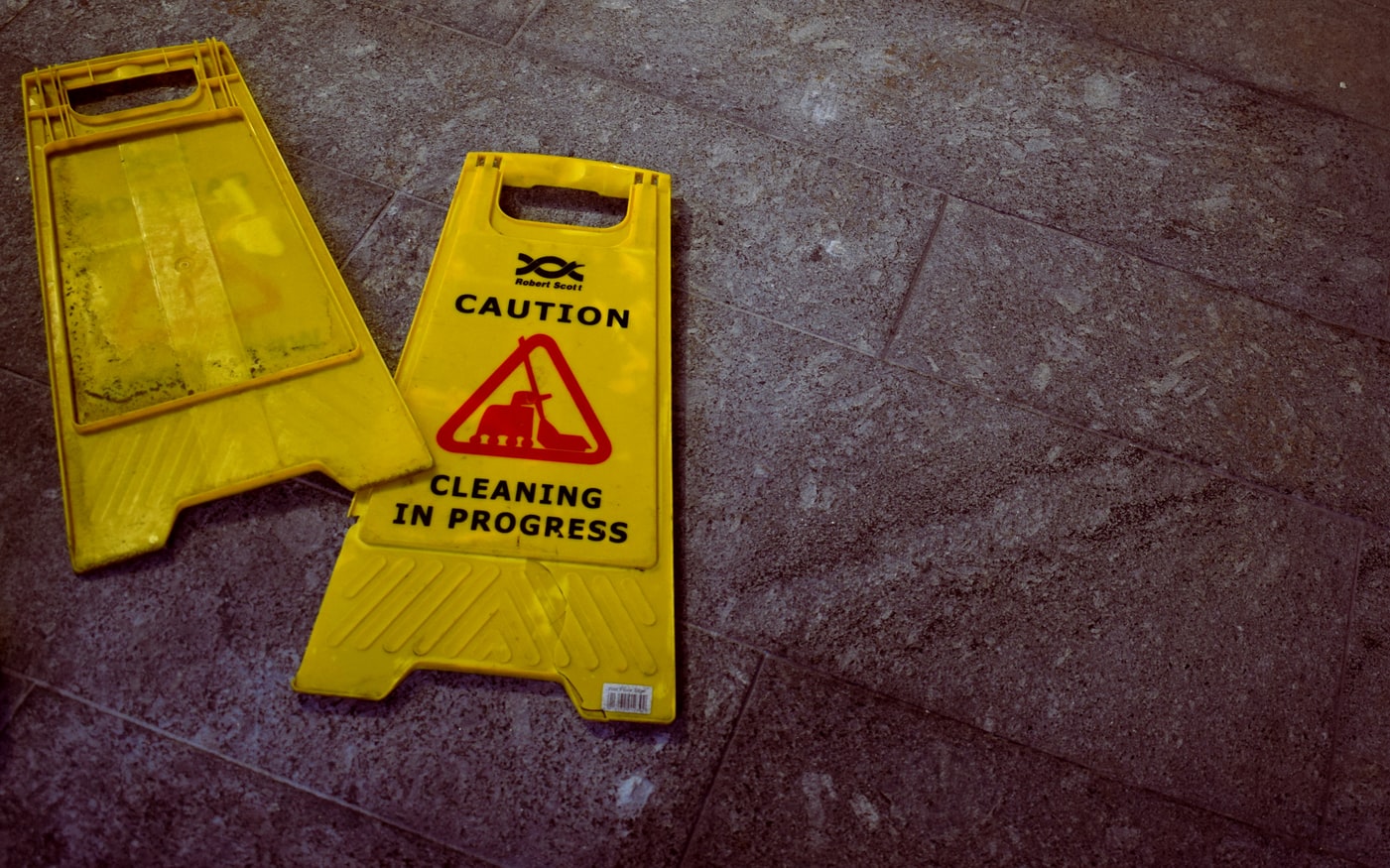 'Cleaning in Progress' sign to represent Vinci Response's void property cleaning Services.