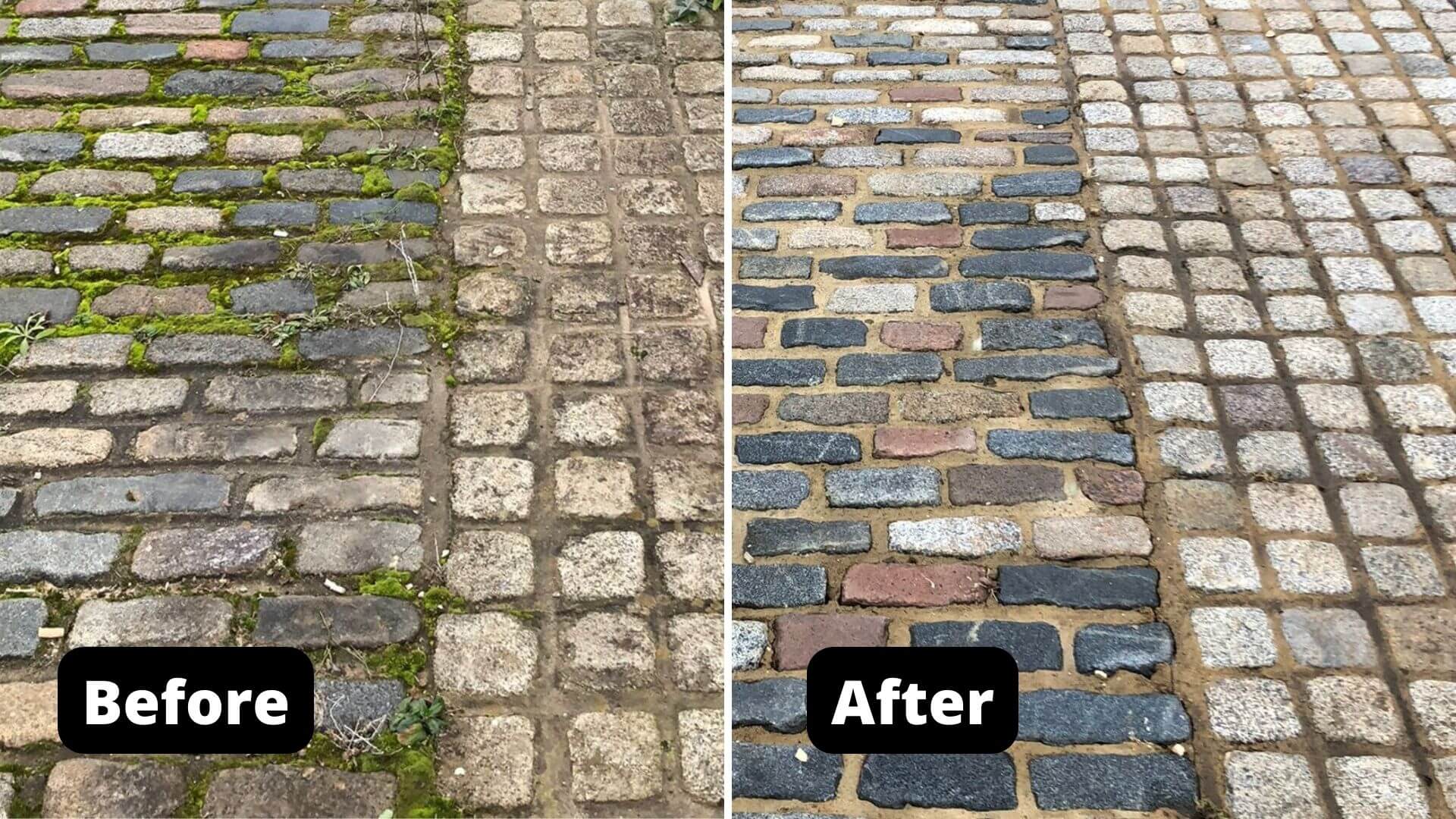 Before and after of Brick Floor Tile Cleaning