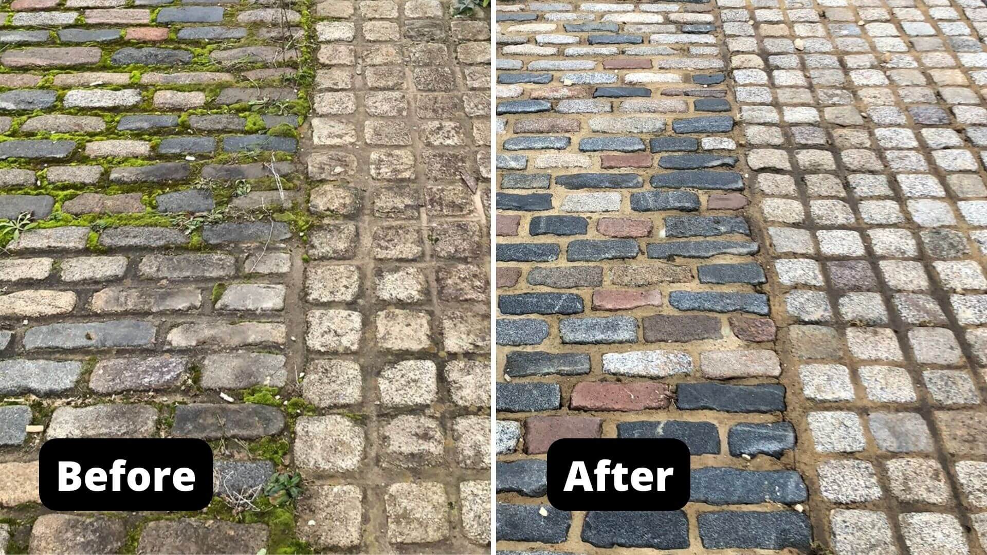 Stone Flooring Cleaning: before and after photos to illustrate Vinci's stone cleaning services.