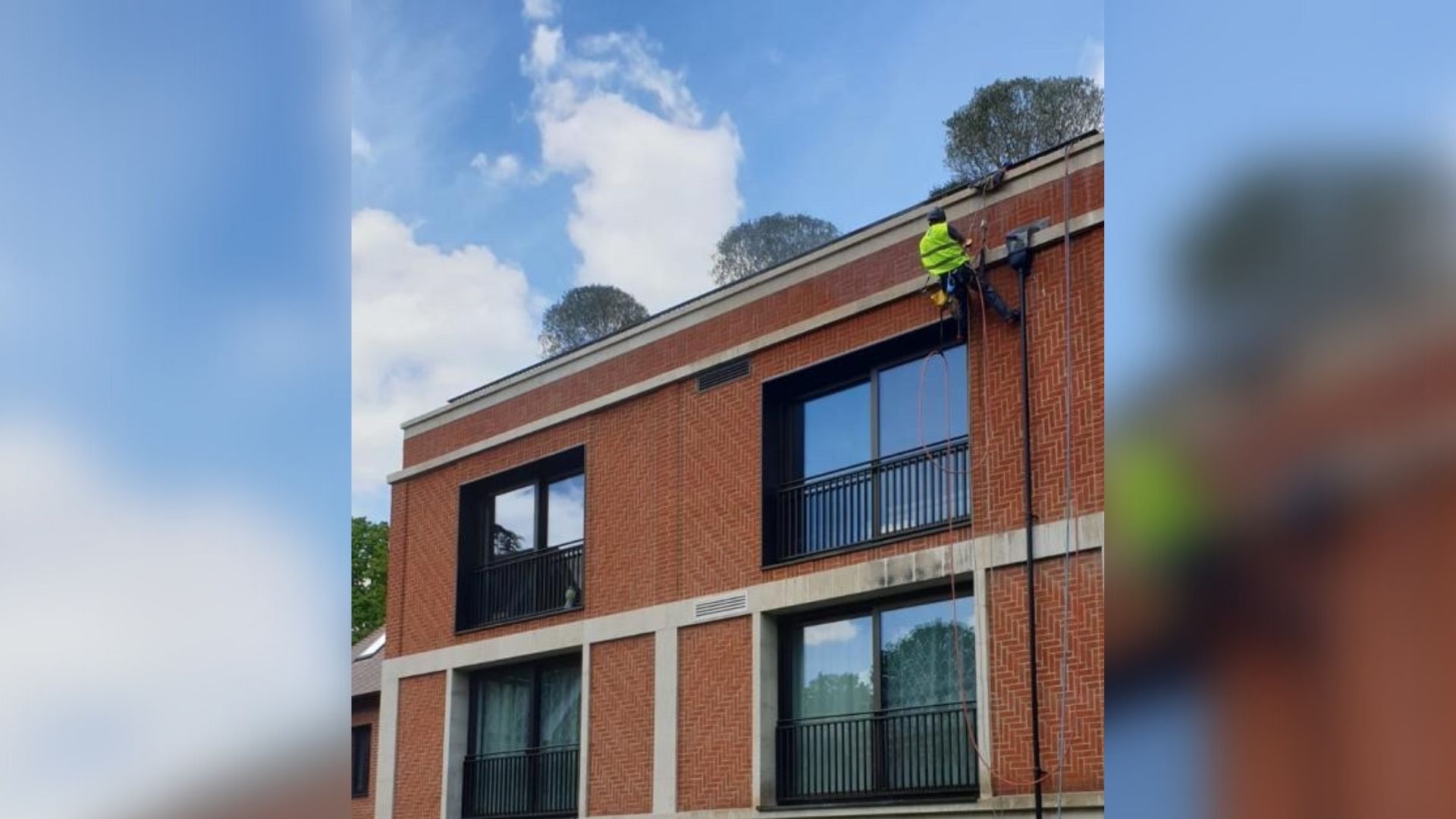 Rope access brick cleaning