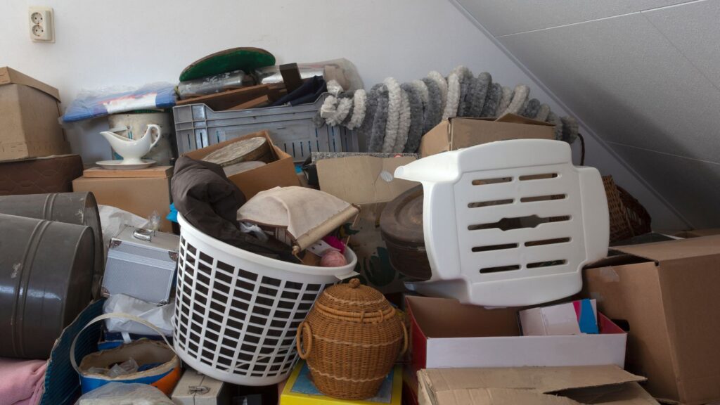 A pile of household items to help illustrate the dangers of hoarding.