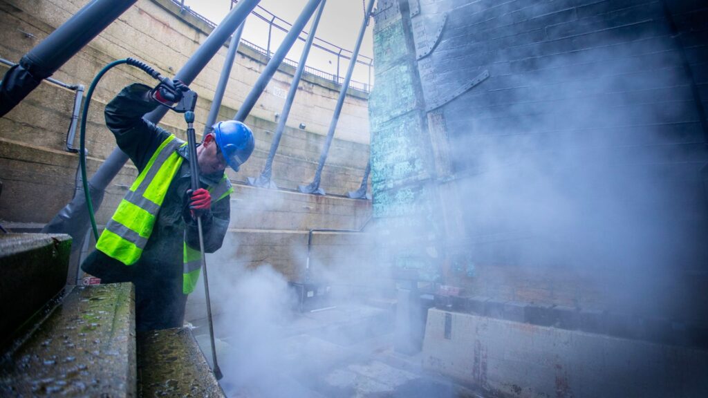 A Vinci Response technician working on the HMS Victory.