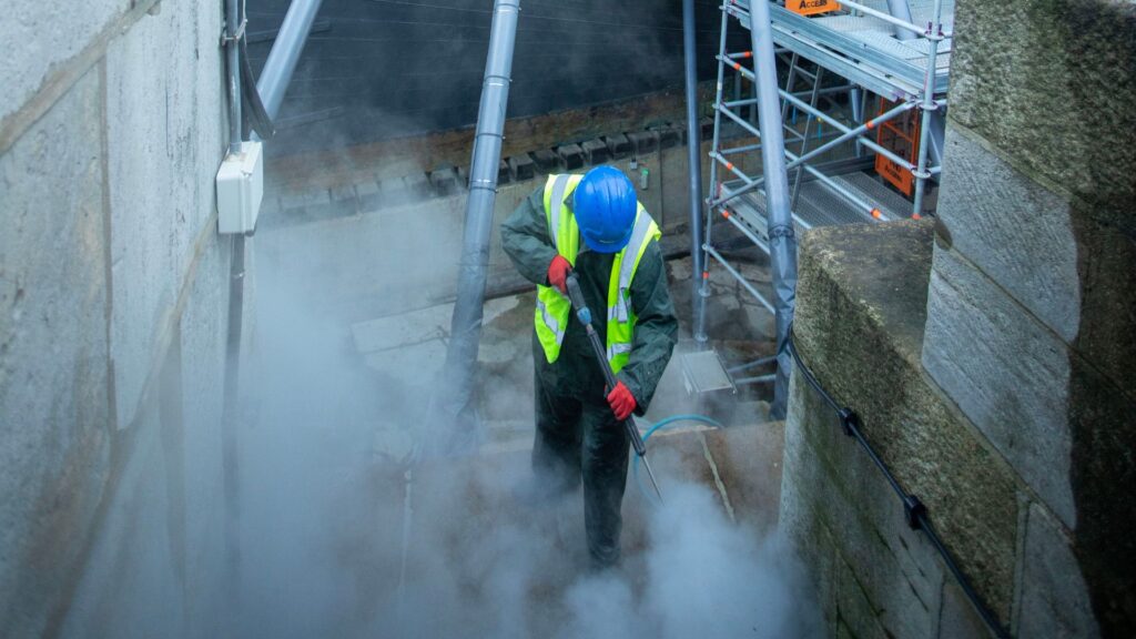 A Vinci Response technician working on HMS Victory.