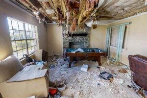 A water damaged house to help illustrate Vinic Response's expertise working with loss adjusters.